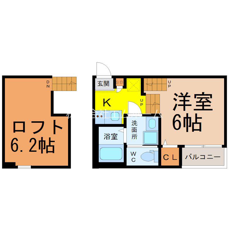 ハーモニーテラス平出町II(1SK/1階)の間取り写真