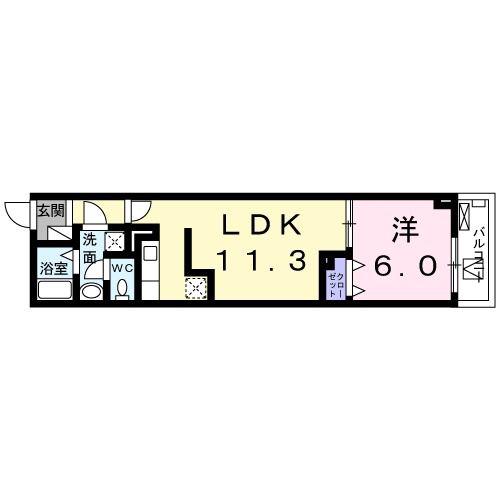フェリーチェ・ヴィータ(1LDK/2階)の間取り写真