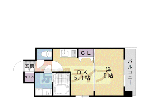 エステムコート京都西大路(1DK/6階)の間取り写真