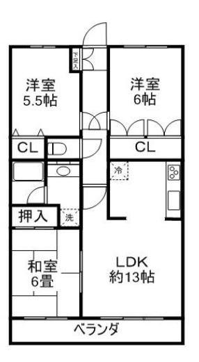 フェニックスコート下馬(3LDK/2階)の間取り写真