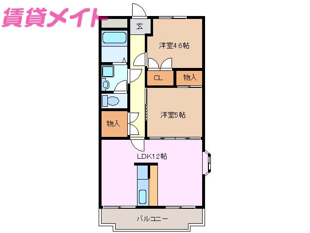祥庵21(2LDK/3階)の間取り写真