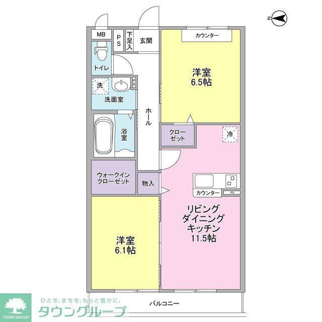 リヴェール青葉台(2LDK/1階)の間取り写真