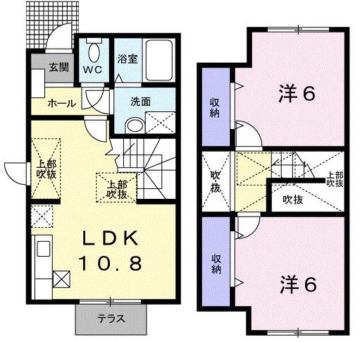 エトワール(2LDK/1階)の間取り写真