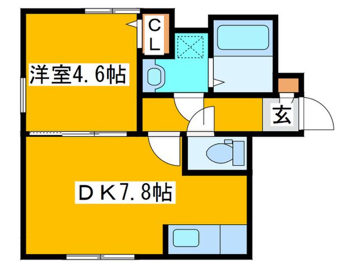 ステラ中の島(1DK/2階)の間取り写真