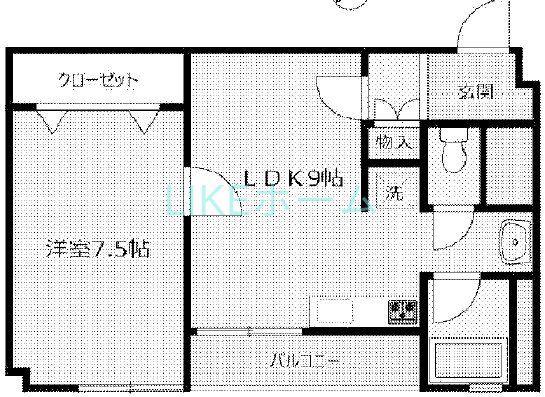 市川すがの(1LDK/9階)の間取り写真