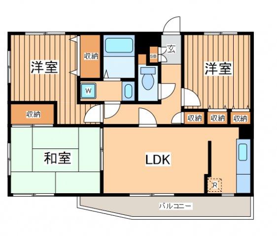 ヴェリタス相模大野(3LDK/3階)の間取り写真