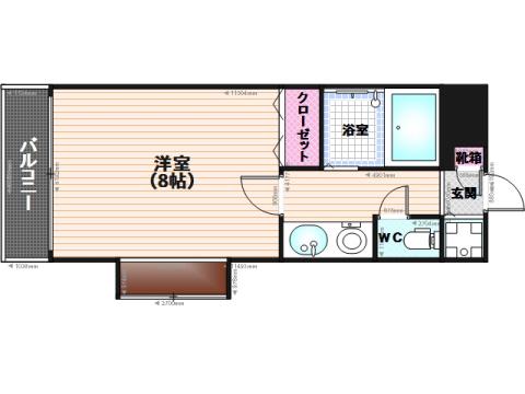 ライオンズプラザ高宮(1K/5階)の間取り写真