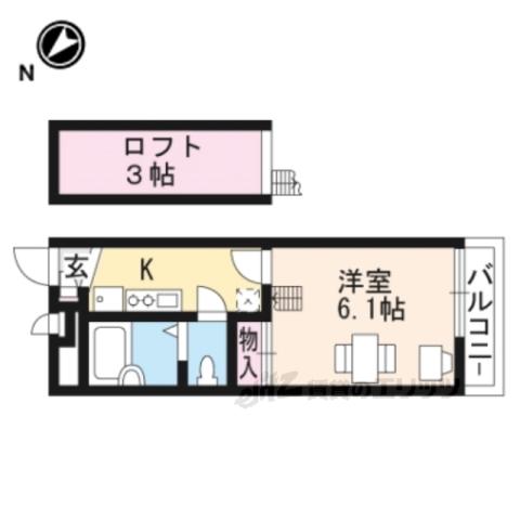 レオパレス北流(1K/1階)の間取り写真