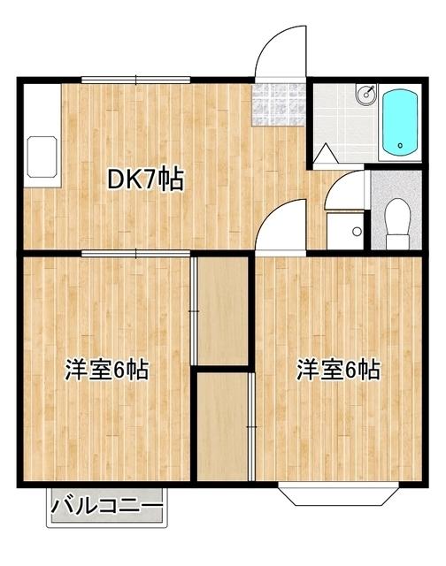 ヴェルデパルコ(2DK/1階)の間取り写真