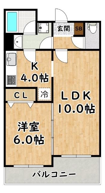 パレスフォー塚本II(1LDK/4階)の間取り写真