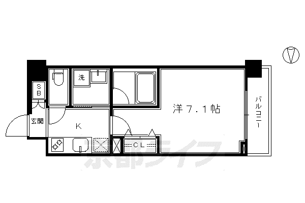 ベラジオ京都烏丸十条II(1K/3階)の間取り写真