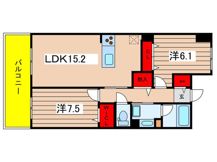 ロイヤルパークス若葉台(2LDK/2階)の間取り写真