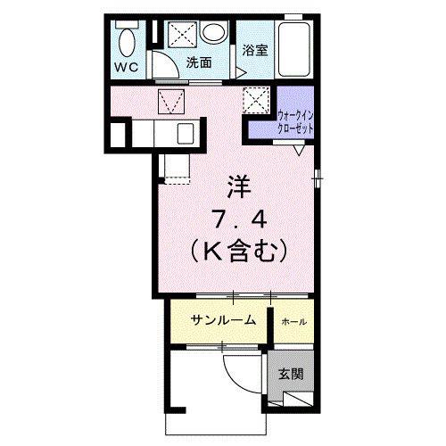 クレアII(ワンルーム/1階)の間取り写真