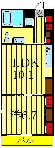 リブリ・白山ウエスト(1LDK/2階)の間取り写真