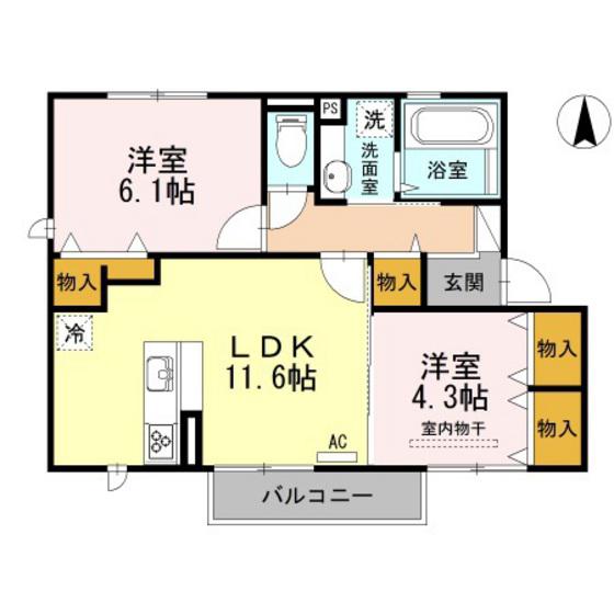 RIOくるまIII(2LDK/2階)の間取り写真