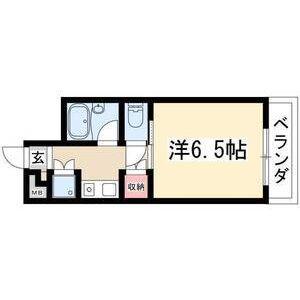 スクエアK(1K/1階)の間取り写真