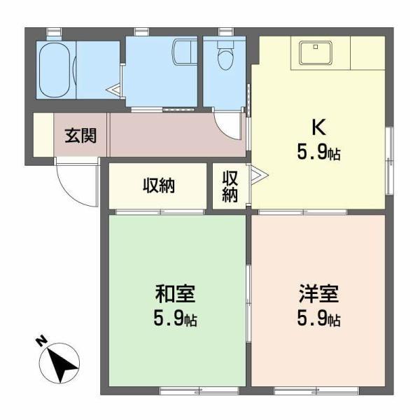LOGEMENT DE HAUT PON(2K/1階)の間取り写真