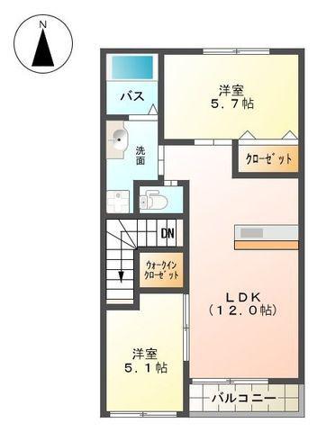 CONDOR(2LDK/2階)の間取り写真