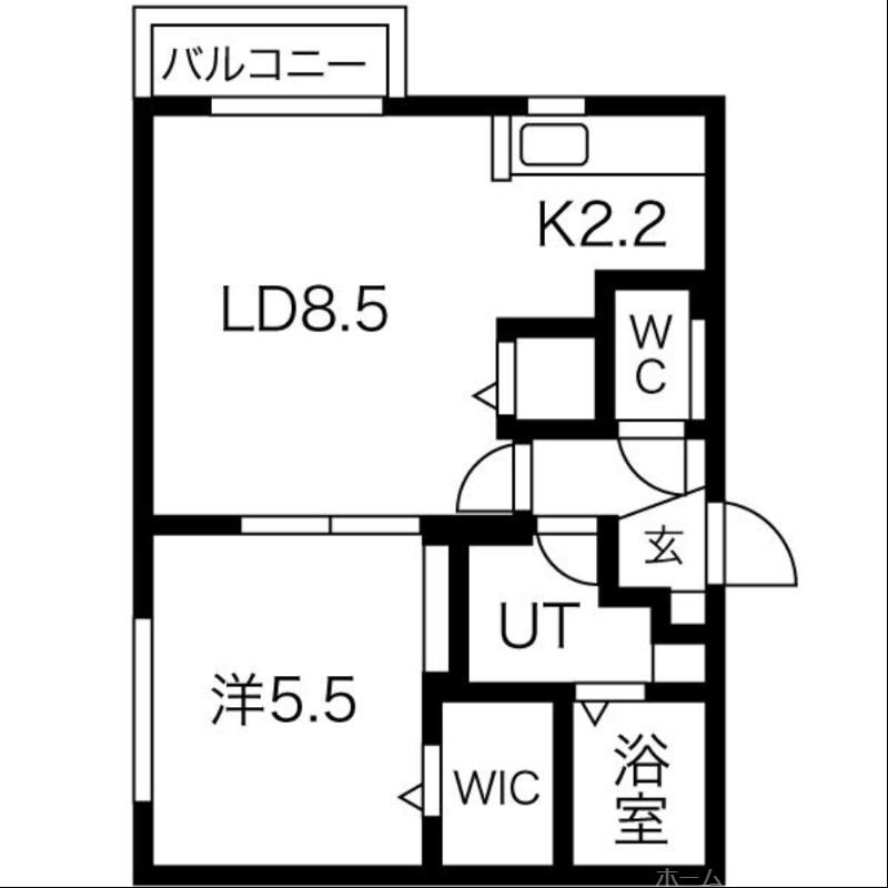 ボヌール豊平(1LDK/3階)の間取り写真