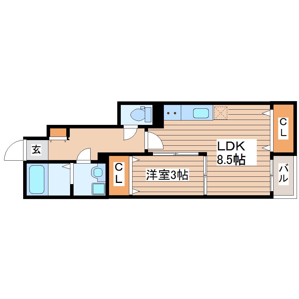 シンフォニー(1LDK/1階)の間取り写真