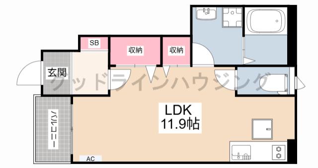 カラタチ(ワンルーム/1階)の間取り写真
