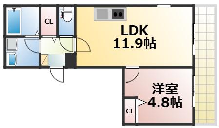 COZY新今里(1LDK/2階)の間取り写真