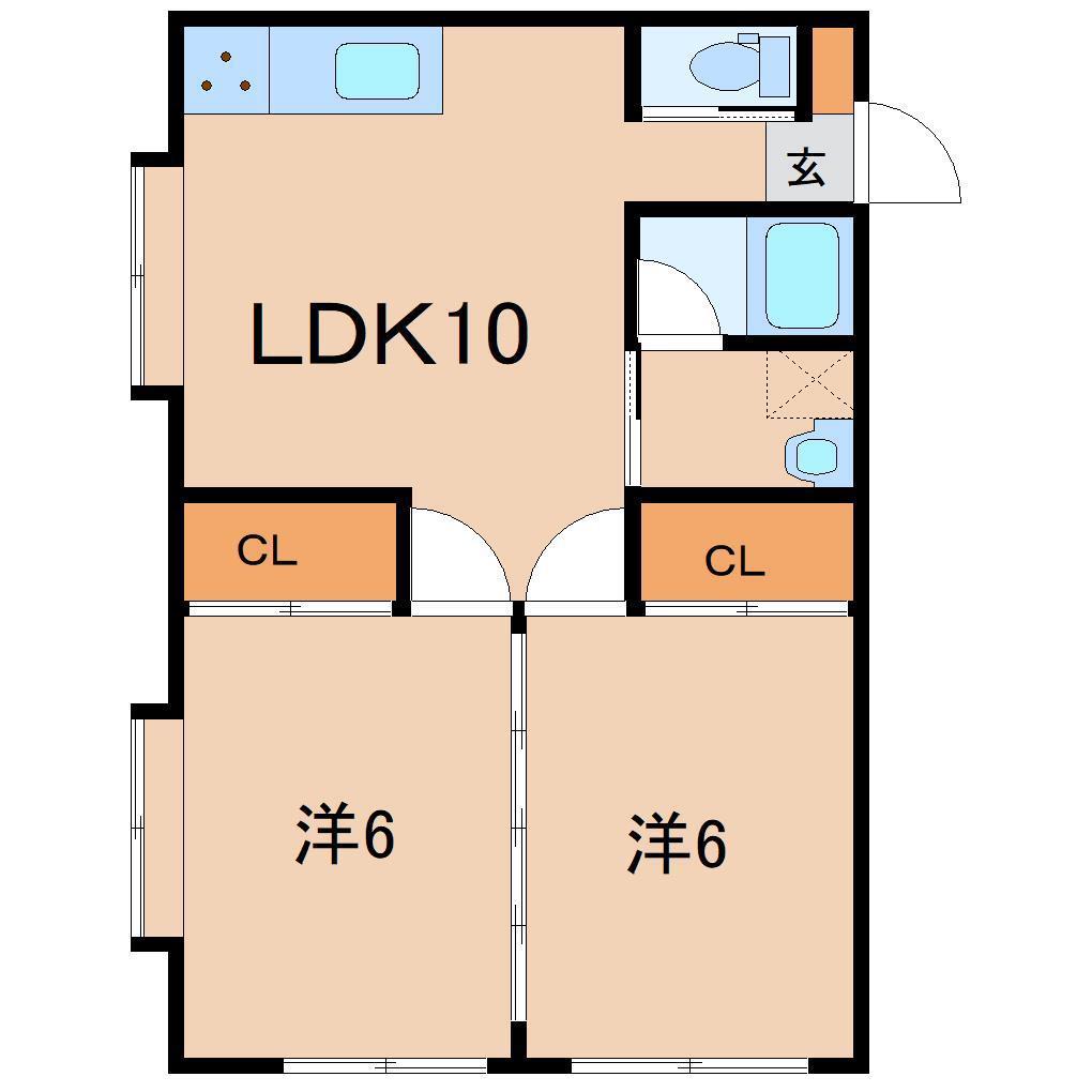 ヤマノコーポI(2LDK/1階)の間取り写真