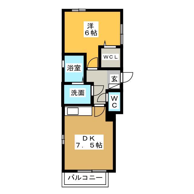 グリーンヴィラ下古井(1DK/2階)の間取り写真