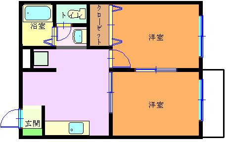 ヴィラ 8(2DK/2階)の間取り写真