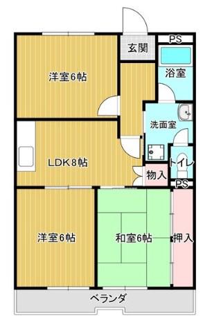 ガーデンハイツエクレール(3LDK/1階)の間取り写真