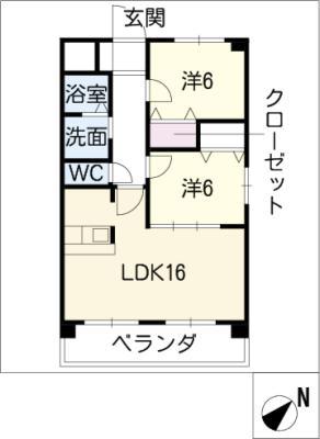ルネスガーデンコート(2LDK/3階)の間取り写真