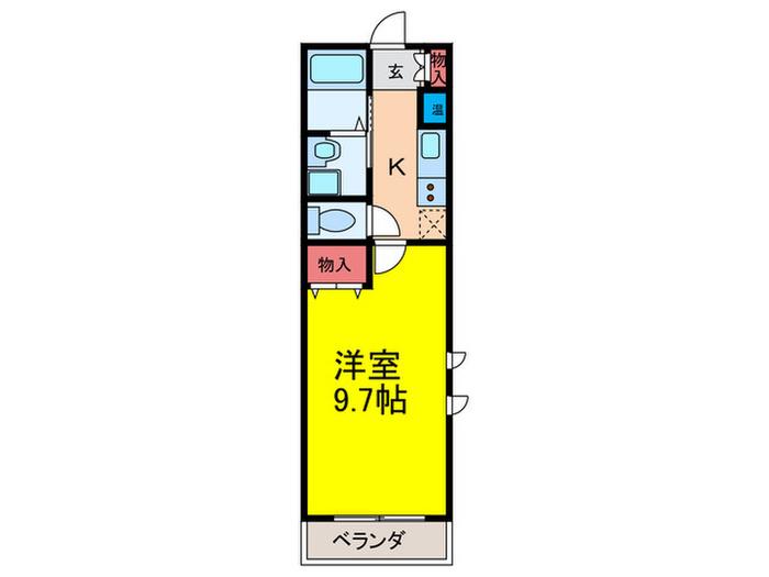 ロワール稲葉(1K/2階)の間取り写真