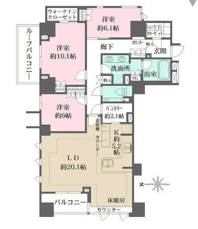 パークハウス高輪プレイス(2LDK/2階)の間取り写真
