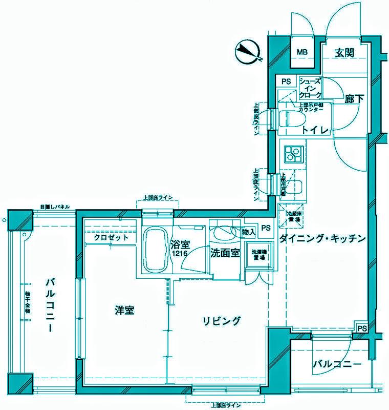 ザ・パームス田園調布(1LDK/2階)の間取り写真