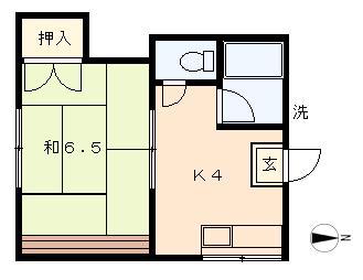ハイツ三浦(1K/2階)の間取り写真