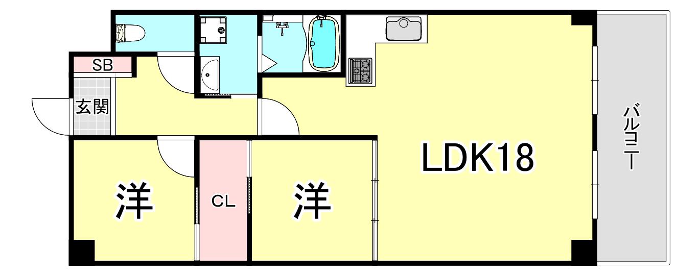 サンマリン舞子(2LDK/3階)の間取り写真