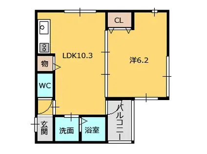 コア東原(1LDK/1階)の間取り写真