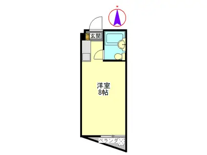 マツバハイツ5(ワンルーム/2階)の間取り写真