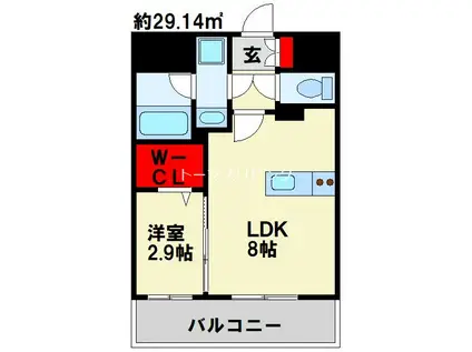 グランフォーレ小倉シティタワー(1LDK/12階)の間取り写真