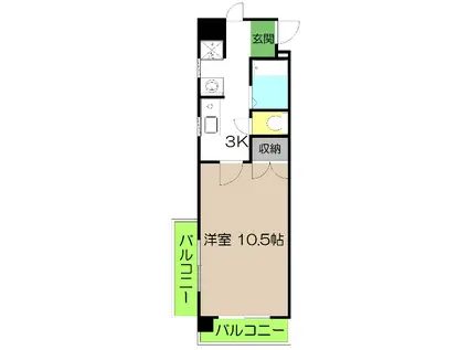 エントランスパークビル(1K/3階)の間取り写真