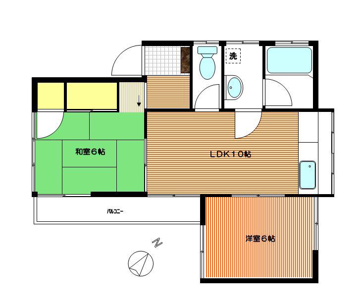 岡田荘(2LDK/2階)の間取り写真