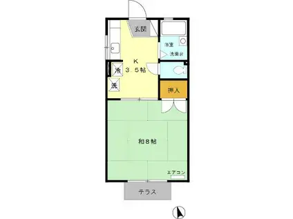 コンフォールUMINO(1K/1階)の間取り写真