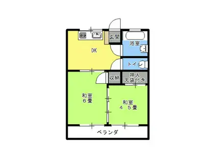 コーポやよい(2DK/2階)の間取り写真