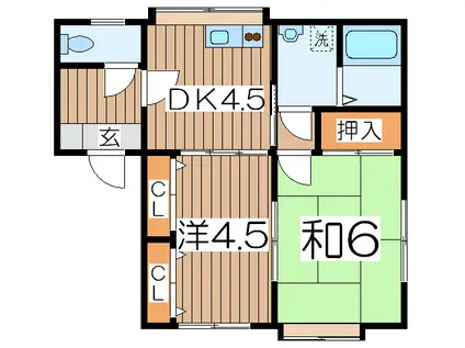 石川弐番館(2DK/1階)の間取り写真