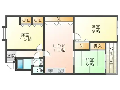 上高丸北(3LDK/9階)の間取り写真