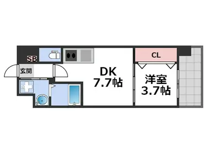 DIMORA難波(1DK/10階)の間取り写真
