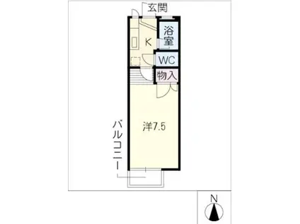 ハイツオオイワ(1K/2階)の間取り写真