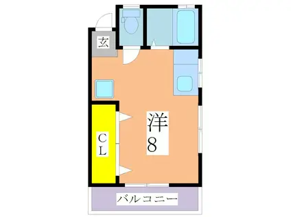直江アパート(ワンルーム/2階)の間取り写真