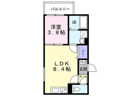 堺市東区南野田AP B棟(1LDK/3階)の間取り写真