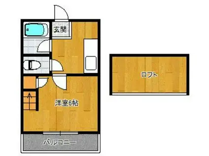 ハーベスト次郎丸(1K/1階)の間取り写真